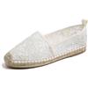 Feversole Close Toe Espadrilles Women's Comfort Breathable Slip On Flats Shoes Avorio con Maglia di Pizzo in Juta 36 EU