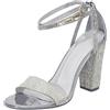 Generisch Slingpumps - Scarpe da sposa da donna, con tacco alto, con brillantini, sandali da donna, eleganti e confortevoli, per feste, da sera, argento, 36