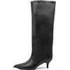 IF Stivali alti donna eleganti A punta affusolata tacco Kitten Heels sottile medio comodi chic moda classica A9813 Nero N.38