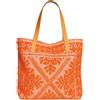 Markotex Borsa Mare in Cotone, con Chiusura a bottone magnetico, manici in Cuoio, Leggera e Pieghevole, Ampia Capacità Donna per Shopping, Viaggio, Campeggio - Sarda MADE IN ITALY (Orange)