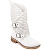 Toocool - Stivali Donna Bassi Biker Boots Motociclista Stivaletti Fibbie Anfibi SA9907 [38,YY6821 Bianco]