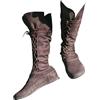 ORANDESIGNE Stivaletti da Uomo Medievali Stivali in Pelle PU Vintage Scarpe Piatte Corte Rinascimento Cavaliere Vichingo Prince Scarpe Cosplay Accessori per Costumi Pirata H Marrone 45 EU