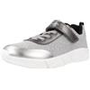 Geox Girl's J Aril D Sneaker, Dk Silver Black, One Size