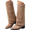 ticticlily Stivali Donna Invernali Cowboy Stivaletti con Tacco Fold Over Boots
