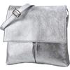 SH Leder, borsetta a tracolla e a spalla crossover, in vera pelle con grana fine, in pelle bovina, 26x25 cm, Kim G182, argento metallizzato, m