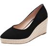 Generisch Ballerine da donna eleganti con tacco a zeppa, scarpe singole, scarpe con punta chiusa, sandali con tacco alto, scarpe da sera eleganti, Z01nero, 37 EU
