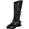 HOOUDO Stivali Donna Estivi,Moda Stivaletti Invernali con Tacco Alto Stivali Texani Donna Bianchi Western Scarpe Stivaletti Texani con Risvolto Largo Polpaccio Stivaletto