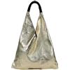 FrasiBags Borsa Sacca a Spalla in Vera Pelle Made in Italy, Borsa Donna a Spalla, Borsa a Spalla, Sacca in Pelle Grande (Oro)