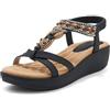 Beeblily Sandali Donna Estive Bohemien Strass Perline Open Toe Piattaforma Sandali