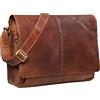 STILORD Alex Borsa da studente in pelle per l'università ufficio lavoro Grande borsa a tracolla vintage Messenger Cartella in cuoio Colore:maraska - marrone