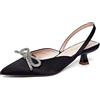 GENSHUO Scarpe da Sposa con Fiocco e Strass da Donna Décolleté con Punta Chiusa Scarpe da Sposa, Nero, 39 EU