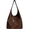 Modarno Borsa a tracolla da donna in pelle scamosciata pochette, borsa a tracolla, shopper, da donna, in vera pelle (Marrone)