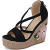 Gicoiz Espadrille Zeppas Donna Classico Plateau Embroiderosso Sandal