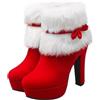 GALPADA Stivaletti Natalizi Stivali Rossi Da Babbo Natale Da Donna Stivale Di Peluche Natalizio Scarpe a Stivaletto Scarpe Natalizie Da Donna Claus Nevicare Rosso Pelliccia Artificiale