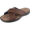 TIESTRA Sandali da Uomo in Vera Pelle con Nastro Magico e Dita a Vista,Pantofole Estive,Morbide e Casual,Antiscivolo,Suola in Gomma,Spiaggia Esterna Marrone