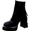 Generic Stivaletti da donna con tacco elegante, con tacco alto, con tacco alto, alla caviglia, con frange, gotico punk, con plateau, Nero , 38 EU
