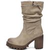IF FASHION Stivaletti Strivali Tronchetti Aricciati Con Tacco Grosso Plateau Pelle Sintetica Da Donna G675 khaki N.40