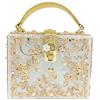 Boutique De FGG Borse a Spalla a Fiori Borsa a Scatola Acrilica per Donna Totes Borsa a Tracolla con Strass, M, Bianca