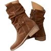 HOOUDO Stivali Donna Invernali Comode Stivaletti Equitazione Pelle Casual Stivaletti con Suola Antiscivolo Scarpe Eleganti Comode Estivi Donna Bianchi