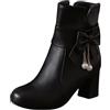 TDEOK Stivaletti da donna con tacco, eleganti stivali da donna, alla moda, con tacchi alti, con chiusura lampo, scarpe da matrimonio, tinta unita, Nero , 40 EU