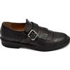 Malu Shoes Scarpe Uomo Stringate Decorate Nero in Vera Pelle Nappa Effetto Vintage con Frange e Fibbia Fondo Gomma Light