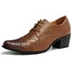 Dwihuize Scarpe Eleganti da Uomo con Punta A Punta Scarpe da Ballo con Tacco Alto per Matrimoni Feste Lacci in Pelle retrò per Lavoro,Marrone,39 EU