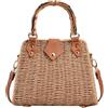 Theaque Borsa estiva in paglia da donna, in rattan, con manico superiore, pochette intrecciata a mano