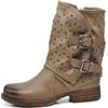 IF Fashion Scarpe Da Donna Stivali Stivaletti Biker Fibbie Anfibi Al Polpaccio Largo Con Fibbie 647-3 Tortora N.40