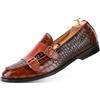 Generic Mocassini da uomo in pelle con motivo a coccodrillo, senza lacci, da uomo, Marrone, 45 EU
