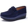 SRUQ Scarpe Donna Mocassini Senza Lacci Loafers in Pelle Scarpe da Guida Ginnastica con Zeppa