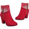 DEARMAMY Stivaletti Autunno Inverno Con Strass Stivaletti Con Strass Tacchi Piattaforma Per Le Donne Scarpe Eleganti Per Donna Con Pompe Da Donna Rosso Materiale Superiore: Pu