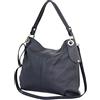 AMBRA Moda Borsa da donna di vera pelle, borsa a spella GL012 (blu scuro)