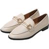 JiuQing Mocassini da Donna Scarpe Piatte alla Moda Scarpe da Ufficio Formali Slip-On in Pelle Tacco Basso Casual,Beige,34 EU