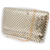 Emila Pochette dorata elegante cerimonia donna gold ragazza piccola borsa a mano clutch matrimonio borsetta da sera giorno con tracolla catena Maglia metallica Oro