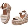 MISSCAI Sandali Donna Estivi con Zeppa Alta Plateau in Stile Espadrillas Scarpe Aperta Comode con Cinturino alla Caviglia WWS250140 Bianco 41