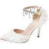 ticticlily Scarpe Donna Eleganti Decollete col Tacco Alto Punta Bianco Estive Tacchi da Sposa Cinturino alla Caviglia A1 9cm 36 EU