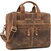 ROYALZ 'Lexington' borsa a tracolla moderna in vera pelle uomo donna medio-grande - borsa piatta in pelle per laptop 13-14,5 pollici da portare a tracolla, Colore:Nevada Marrone