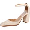QUEEN HELENA Décolleté con Tacco Medio Scarpe Eleganti Donna ZM9601 (Beige, Sistema Taglie Calzature EU, Adulto, Donna, Numero, Media, 35)