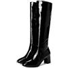 WOkismD Stivali da Donna Alti con Zip in Pelle Verniciata e Tacco Alto 6CM