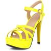 LarDorLin Donna Tacco a Spillos Estate Plateau Sandals Semplici Punta Aperta Sposa Damigella D'Onore Tacco Alto Bowknot Sandali Giallo Numero 34 EU