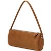 JOLLQUE Borsa a tracolla da donna, piccola borsa a botte, in pelle PU, borsa a tracolla autunno inverno borsa a tracolla con cerniera, Cachi, L 11.2 x H 5.7 x W 4.3 inches, Semplice