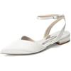TNMIUH Scarpe da Sposa Donna Basse in Raso Avorio, Slingback Bianco Punta Ballerine Eleganti con Cinturino alla Caviglia e Fibbia di Strass Décolleté per Cerimonia e Sera