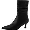 XIEPP Stivaletti da donna con tacco a punta e tacco alto e fodera morbida e calda, eleganti stivali in design Slouchy per feste e ufficio, Nero , 40 EU