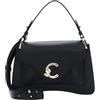 Coccinelle Pelle borsa a tracolla borsetta C-Me Grained Leather Handbag Noir nero
