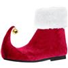 Generisch Copriscarpe da Babbo Natale, unisex, per carnevale, per feste a tema, con campane, per elfo, per adulti, Colore: rosso, 45