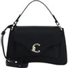 Coccinelle Pelle borsa a tracolla borsetta C-Me Grained Leather Handbag Noir nero