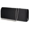Emila Pochette nera raso elegante cerimonia da donna ragazza signora Borsa a mano piccola Clutch borsetta tinta unita di moda matrimonio comunioni Raso Nero