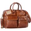STILORD 'Carlo' Borsa da Ufficio in vera pelle Portadocumenti vintage Valigetta 24 ore ventiquattrore Borsa lavoro Cuoio Uomo Donna, Colore:cognac lucente