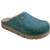 GRÜNLAND il benessere è naturale Grunland CI1468 A6 Ottanio Blu Beige Ciabatte Sabot Pantofole da Donna Invernali in Panno Suola con Grip Antiscivolo Sottopiede Re-Soft Stile Titolese Zeppa 4 cm - 39