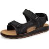 Fly Flot Sandali Uomo in Ecopelle con Strappi Regolabili, Sottopiede in Pelle Antishock, Ciabatte, Nero, 42 EU